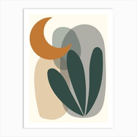 Moon And Leaves Art Print