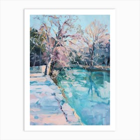 Barton Springs Pool Austin Texas Oil Painting 1 Art Print