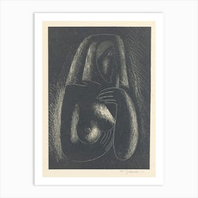 Female Semi Nude In A Scarf, Mikuláš Galanda Art Print