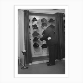 Untitled Photo, Possibly Related To Model Trying On Hat For A Buyer, New York City Showroom, Jersey 1 Art Print