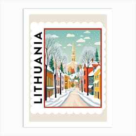 Retro Winter Stamp Poster Vilnius Lithuania 2 Art Print