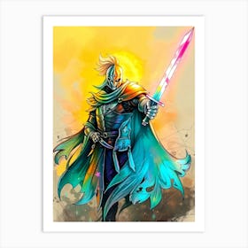 Knight with Sword Painting Art Print