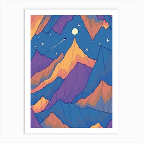 Space Blue Mountains Art Print