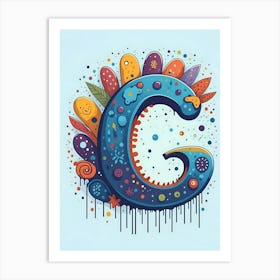 Colorful Letter G Illustration 26 Art Print