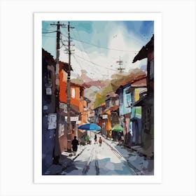 Painting Of Seoul South Korea In The Style Of Watercolour 2 Art Print