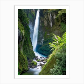 Karawau Gorge Waterfalls, New Zealand Realistic Photograph (1) Art Print