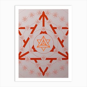 Geometric Abstract Glyph Circle Array in Tomato Red n.0086 Art Print