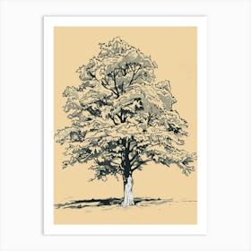 Oak Tree Minimalistic Drawing 2 Art Print