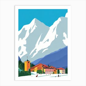 Kranjska Gora, Slovenia Midcentury Vintage Skiing Poster Art Print