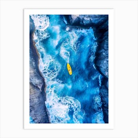 Aerial View Of A Kayak In The Ocean Art Print