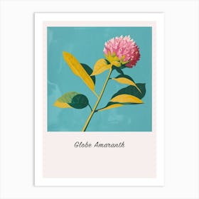 Globe Amaranth Square Flower Illustration Poster Art Print