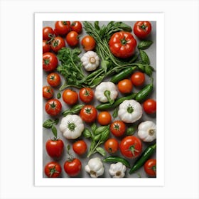 Tomatoes And Peppers Chilis Kitchen Vegetables Art Print