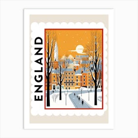 Retro Winter Stamp Poster Cambridge United Kingdom 1 Art Print