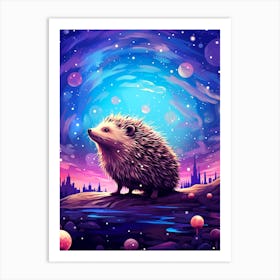 Hedgehog In The Night Sky 1 Art Print