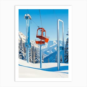 Ski Lift In The Mountains Art Print