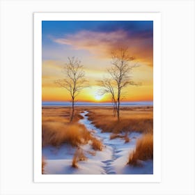 Sunset In The Snow 2 Art Print