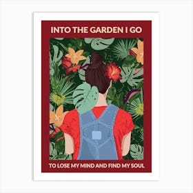 Into The Garden (Brunette & Burgundy) Art Print