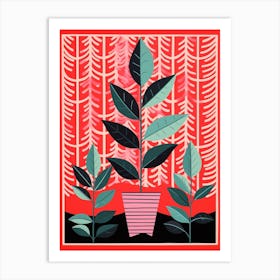 Pink And Red Plant Illustration Zz Plant Zamicro 6 Art Print