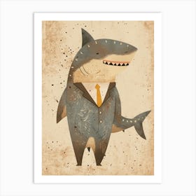 Shark In A Suit Muted Pastels Art Print