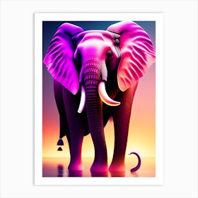 Elephant At Sunset Art Print