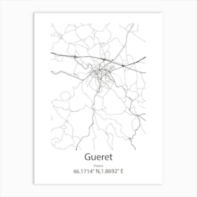 Gueret,France Minimalist Map Art Print