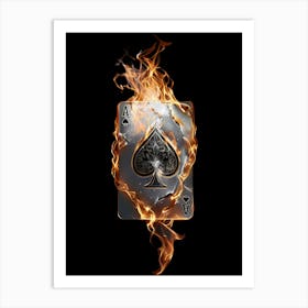 Burning Ace of Spades Fiery Digital Artwork Art Print