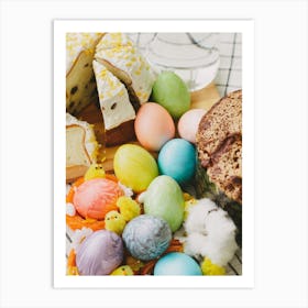 Easter Eggs On A Table Art Print