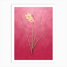 Vintage Narcissus Odorus Botanical in Gold on Viva Magenta n.0934 Art Print