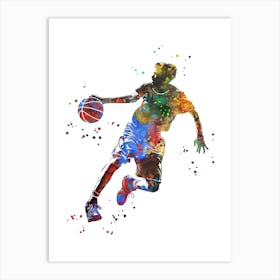 Basketball Player Boy With Ball Art Print
