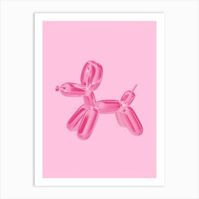 Abstract Balloon Dog Pink Preppy Art Print