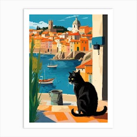 Cat On The Balcony Art Print