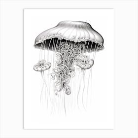 Comb Jellyfish Drawing 3 Art Print