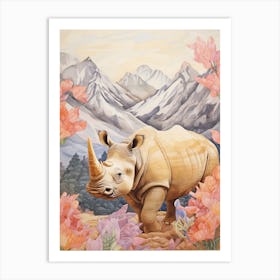 Pastel Rhino 1 Art Print