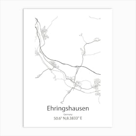 Ehringshausen,Germany Minimalist Map Art Print