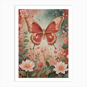 Red Butterfly In The Garden Art Print