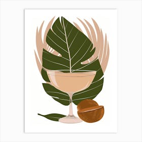 Cocktail With Nut And Leaves Art Print