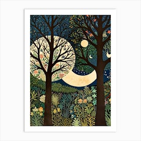 Moonlight In The Woods 1 Art Print