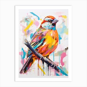 Colourful Bird Painting Sparrow 4 Art Print