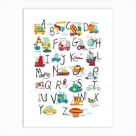 Transport Alphabet Nursery Art Print