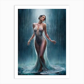 Woman In The Rain 1 Art Print