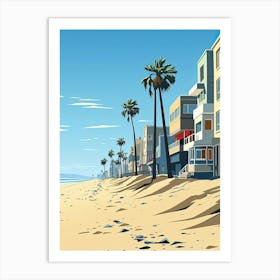 Venice Beach California, Usa, Flat Illustration 4 Art Print