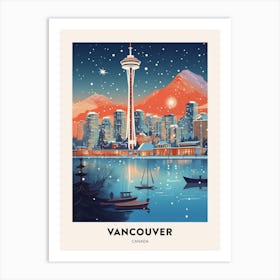 Winter Night  Travel Poster Vancouver Canada 4 Art Print