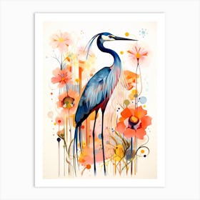Bird Painting Collage Great Blue Heron 1 Art Print