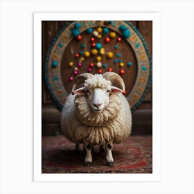 Sheep In A Wreath Art Print