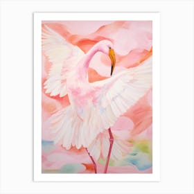 Pink Ethereal Bird Painting Greater Flamingo Art Print