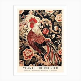 Chinese Lunar Year Of The Rooster 1 William Morris Style Art Print