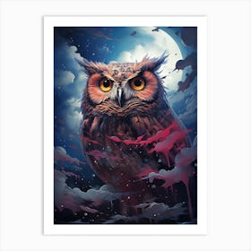 Owl In The Night Sky Art Print