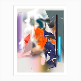 Coloful Geometric Abstraction Orange Deep Bleu Pink And Purple Art Print