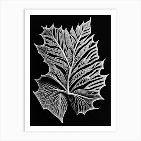 Poplar Leaf Linocut 3 Art Print