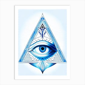 Pineal Gland, Symbol, Third Eye Blue & White 6 Art Print